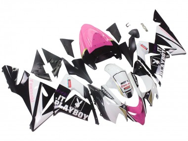 Beste Kawasaki ZX10R Motorrad Verkleidung 2004-2005 - Schwarz Rosa Weiss Playboy Motul