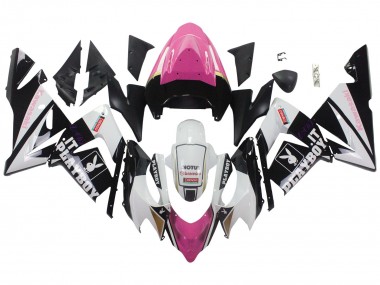 Beste Kawasaki ZX10R Motorrad Verkleidung 2004-2005 - Schwarz Rosa Weiss Playboy Motul