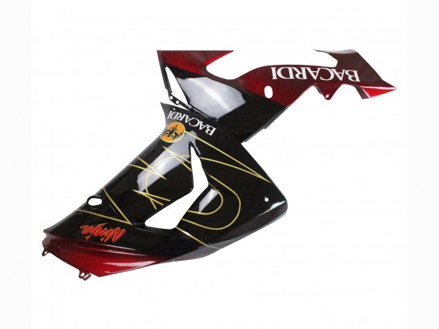 Beste Kawasaki ZX10R Motorrad Verkleidung 2006-2007 - Schwarz Rot Gold BACARDI