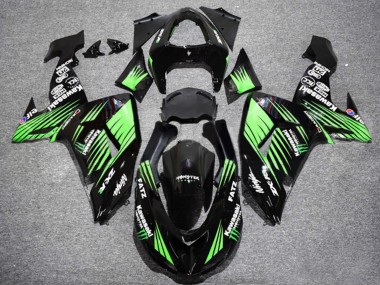 Beste Kawasaki ZX10R Motorrad Verkleidung 2006-2007 - Glanzendes Schwarz Grun