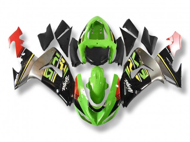 Beste Kawasaki ZX10R Motorrad Verkleidung 2006-2007 - Grun Grau Rot Schwarz Gelb