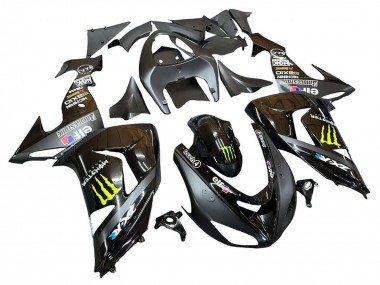 Beste Kawasaki ZX10R Motorrad Verkleidung 2006-2007 - Grau Gelb Glanzendes Schwarz Monster Elf