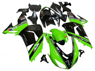 Beste Kawasaki ZX10R Motorrad Verkleidung 2006-2007 - Grun Schwarz Elf Touch4 3M