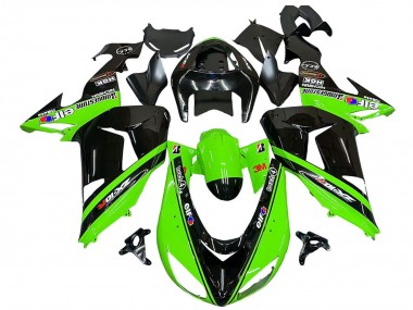 Beste Kawasaki ZX10R Motorrad Verkleidung 2006-2007 - Grun Schwarz Elf Touch4 3M