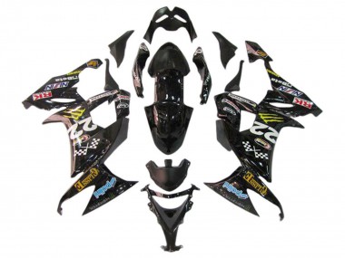 Beste Kawasaki ZX10R Motorrad Verkleidung 2006-2007 - Glanzendes Schwarz Rot Blau Gelb Monster