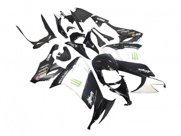 Beste Kawasaki ZX10R Motorrad Verkleidung 2008-2010 - Glanzendes Schwarz Weiss Grun Monster Elf
