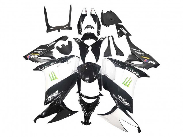 Beste Kawasaki ZX10R Motorrad Verkleidung 2008-2010 - Glanzendes Schwarz Weiss Grun Monster Elf