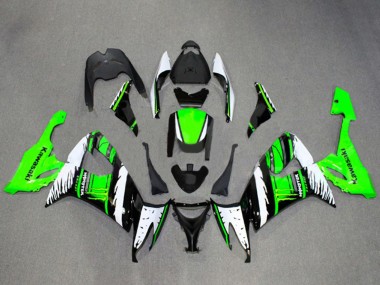 Beste Kawasaki ZX10R Motorrad Verkleidung 2008-2010 - Weiss Grun Glanzendes Schwarz Flamme