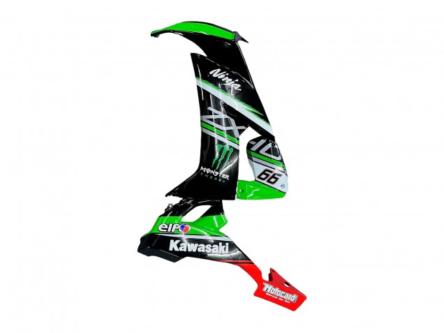 Beste Kawasaki ZX10R Motorrad Verkleidung 2008-2010 - Grun Weiss Rot Schwarz Monster Elf 66