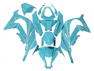 Beste Kawasaki ZX10R Motorrad Verkleidung 2008-2010 - Hellblau Weiss Linie