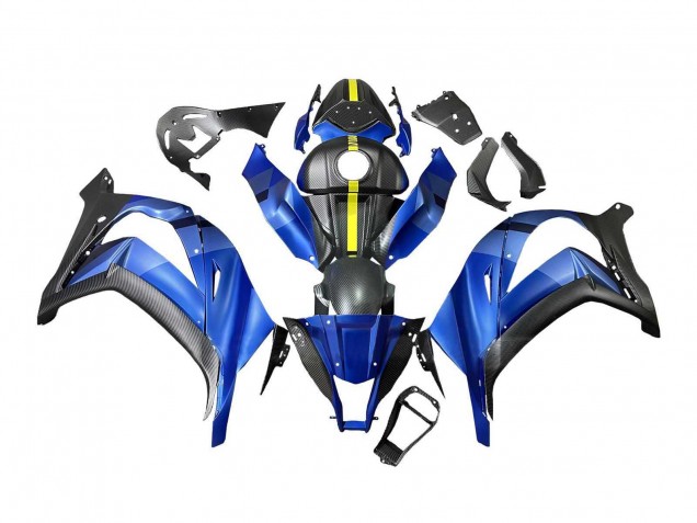 Beste Kawasaki ZX10R Motorrad Verkleidung 2008-2010 - Blau Gelb Matt Schwarz