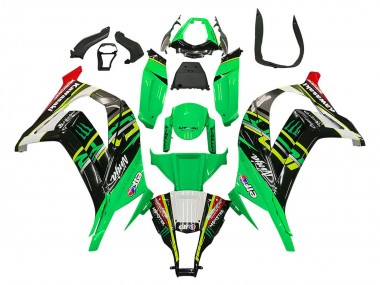 Beste Kawasaki ZX10R Motorrad Verkleidung 2011-2015 - Grun Gelb Schwarz Weiss Elf Monster