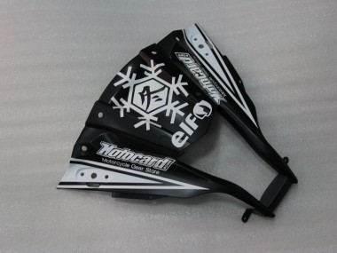 Beste Kawasaki ZX10R Motorrad Verkleidung 2011-2015 - Glanzendes Schwarz Weiss Elf Schnee Aufkleber
