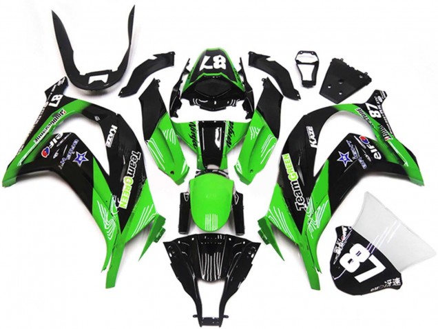 Beste Kawasaki ZX10R Motorrad Verkleidung 2011-2015 - Grun Glanzendes Schwarz Blau Stern Team Grun 87