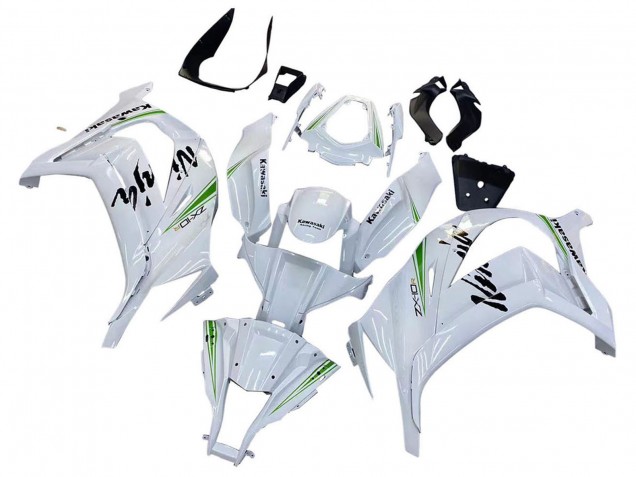 Beste Kawasaki ZX10R Motorrad Verkleidung 2011-2015 - Weiss Grun Streifen Schwarz Ninja