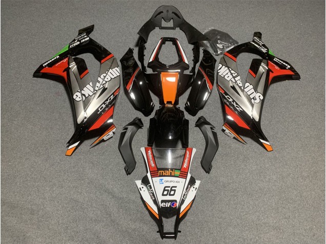 Beste Kawasaki ZX10R Motorrad Verkleidung 2011-2015 - Weiss Orange Schwarz Mahi Elf 66 Superbike