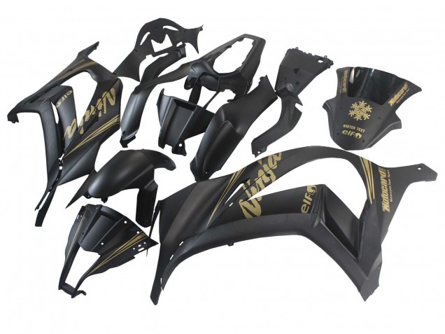 Beste Kawasaki ZX10R Motorrad Verkleidung 2011-2015 - Matt Schwarz Gold Schnee Elf