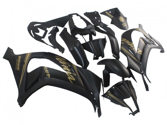 Beste Kawasaki ZX10R Motorrad Verkleidung 2011-2015 - Matt Schwarz Gold Schnee Elf