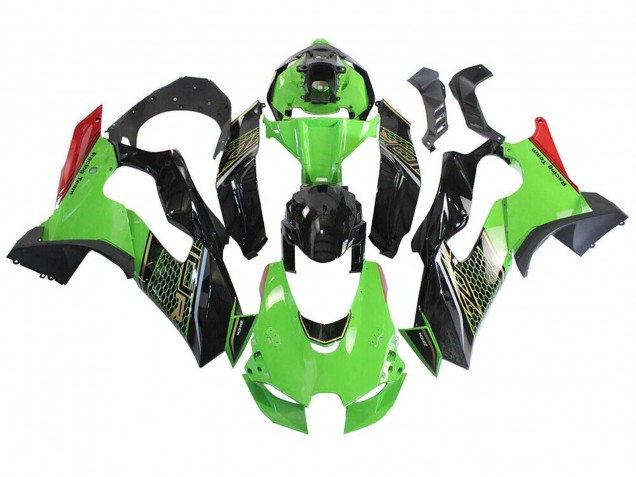 Beste Kawasaki ZX10R Motorrad Verkleidung 2021-2025 - Grun Schwarz Rot Bienenwabe
