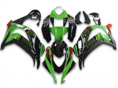 Beste Kawasaki ZX10R Motorrad Verkleidung 2021-2025 - Grun Schwarz Rot Bienenwabe