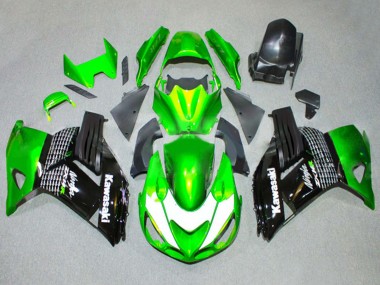 Beste Kawasaki ZX14R ZZR1400 Motorrad Verkleidung 2006-2011 - Grun Weiss Glanzendes Schwarz