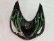 Beste Kawasaki ZX14R ZZR1400 Motorrad Verkleidung 2006-2011 - Glanzendes Schwarz Grun Flamme