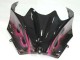 Beste Kawasaki ZX14R ZZR1400 Motorrad Verkleidung 2006-2011 - Glanzendes Schwarz Rot Rosa Flamme