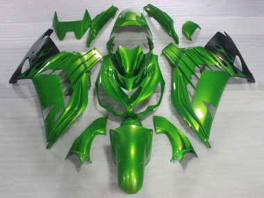 Beste Kawasaki ZX14R ZZR1400 Motorrad Verkleidung 2006-2011 - Grun Glanzendes Schwarz