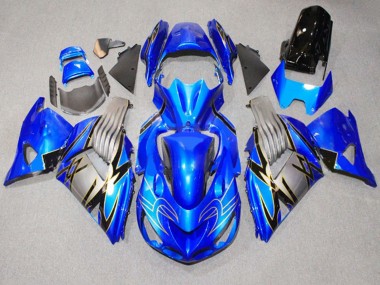 Beste Kawasaki ZX14R ZZR1400 Motorrad Verkleidung 2006-2011 - Blau Grau
