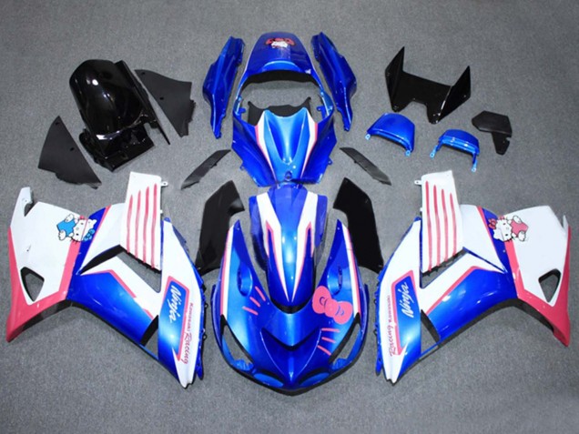 Beste Kawasaki ZX14R ZZR1400 Motorrad Verkleidung 2006-2011 - Blau Weiss Rosa