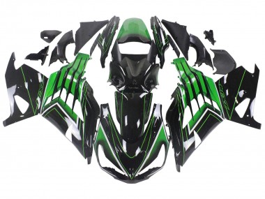 Beste Kawasaki ZX14R ZZR1400 Motorrad Verkleidung 2012-2024 - Grun Glanzendes Schwarz Streifen