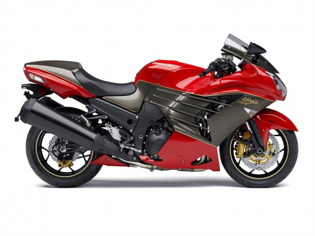 Beste Kawasaki ZX14R ZZR1400 Motorrad Verkleidung 2012-2024 - Rot Matt Schwarz Gold Ninja