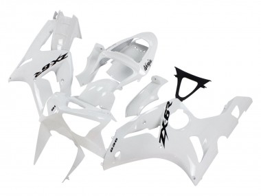 Beste Kawasaki ZX6R Motorrad Verkleidung 2003-2004 - Weiss Schwarz Aufkleber