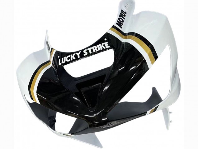Beste Kawasaki ZX6R Motorrad Verkleidung 2003-2004 - Weiss Schwarz Motul Lucky Strike
