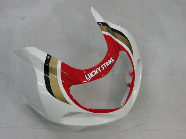 Beste Suzuki GSXR1000 Motorrad Verkleidung 2000-2002 - Weiss Rot Lucky Strike