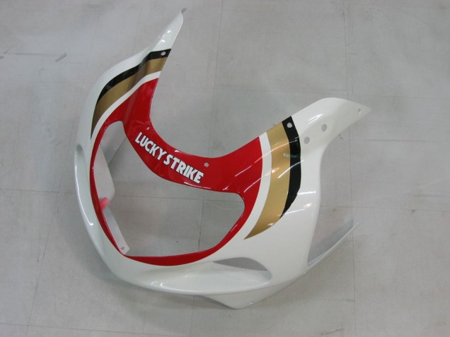 Beste Suzuki GSXR1000 Motorrad Verkleidung 2000-2002 - Weiss Rot Lucky Strike