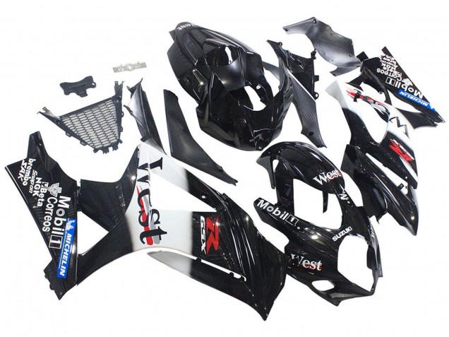 Beste Suzuki GSXR 1000 Motorrad Verkleidung 2007-2008 - Glanzendes Schwarz Weiss West