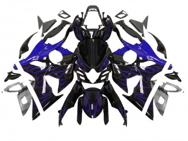 Beste Suzuki GSXR 1000 Motorrad Verkleidung 2007-2008 - Glanzendes Schwarz Blau Flamme