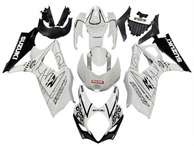 Beste Suzuki GSXR 1000 Motorrad Verkleidung 2007-2008 - Weiss Schwarz Alstare Corona Motul
