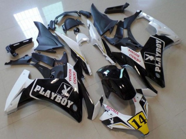 Beste Honda CBR500R Motorrad Verkleidung 2013-2015 - Weiss Gelb Glanzendes Schwarz Playboy 14