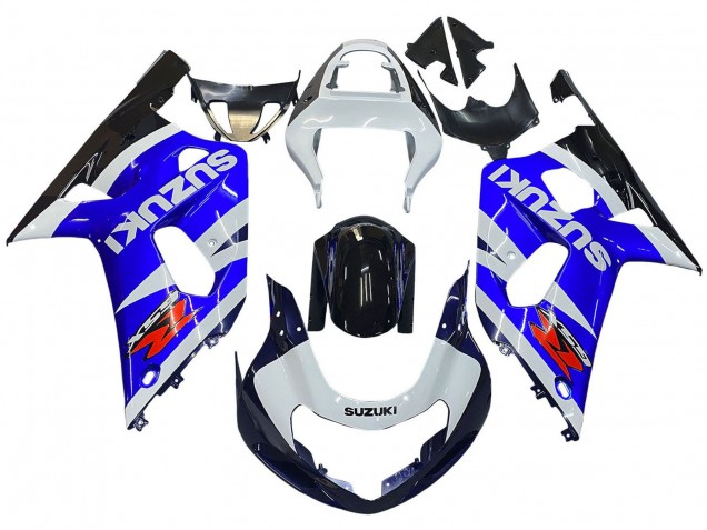 Beste Suzuki GSXR 600 / GSXR 750 Motorrad Verkleidung 2001-2003 - Blau Weiss Glanzendes Schwarz Rot
