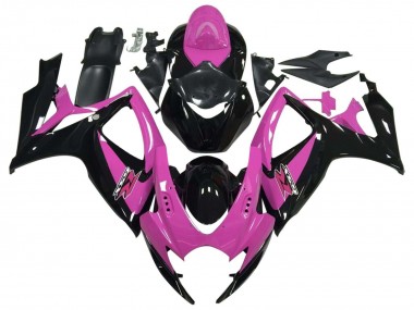 Beste Suzuki GSXR 600 / GSXR 750 Motorrad Verkleidung 2006-2007 - Rosa Glanzendes Schwarz