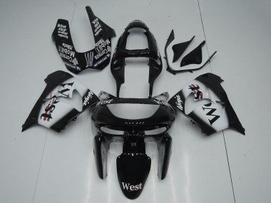 Beste Kawasaki ZX9R Motorrad Verkleidung 1998-1999 - Glanzendes Schwarz Weiss West