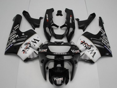 Beste Kawasaki ZX9R Motorrad Verkleidung 1994-1997 - Glanzendes Schwarz Weiss West