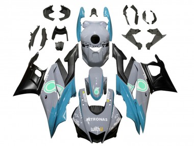 Beste Yamaha YZF R3/R25 Motorrad Verkleidung 2019-2021 - Nardo Grau Blau Schwarz Petronas
