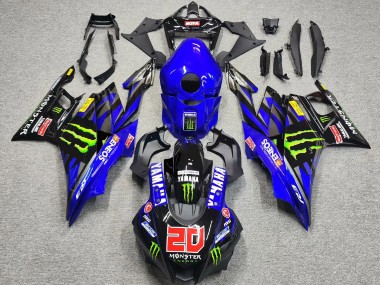 Beste Yamaha YZF R3/R25 Motorrad Verkleidung 2022-2024 - Blau Grun Schwarz Monster ENEOS 20
