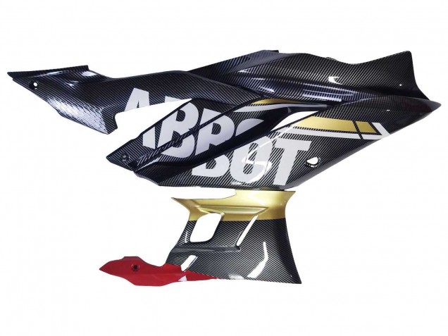 Beste Yamaha YZF R3/R25 Motorrad Verkleidung 2022-2024 - Schwarzer Carbonfaser Stil Goldrot ABBOT