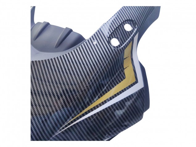 Beste Yamaha YZF R3/R25 Motorrad Verkleidung 2022-2024 - Schwarzer Carbonfaser Stil Goldrot ABBOT