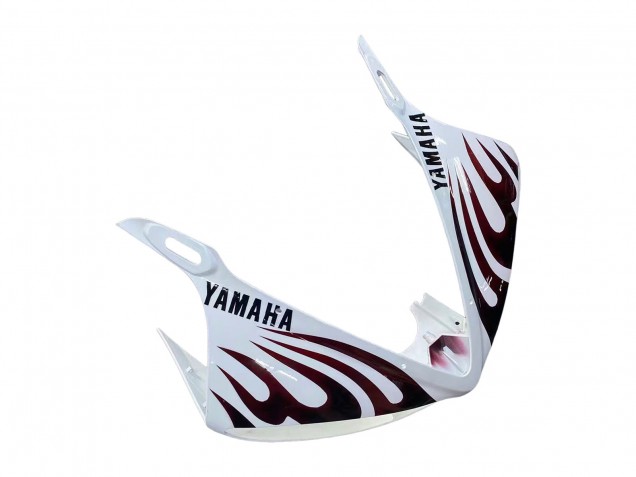 Beste Yamaha YZF R6S Motorrad Verkleidung 2006-2009 - Weiss mit Dunkel Schwarz Flamme