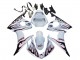 Beste Yamaha YZF R6S Motorrad Verkleidung 2006-2009 - Weiss mit Dunkel Schwarz Flamme